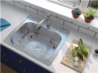 Pelican PL-VT2522-3 18G Stainless Steel Double Bowl Topmount Kitchen Sink 25'' x 22'' w/ 3 Holes